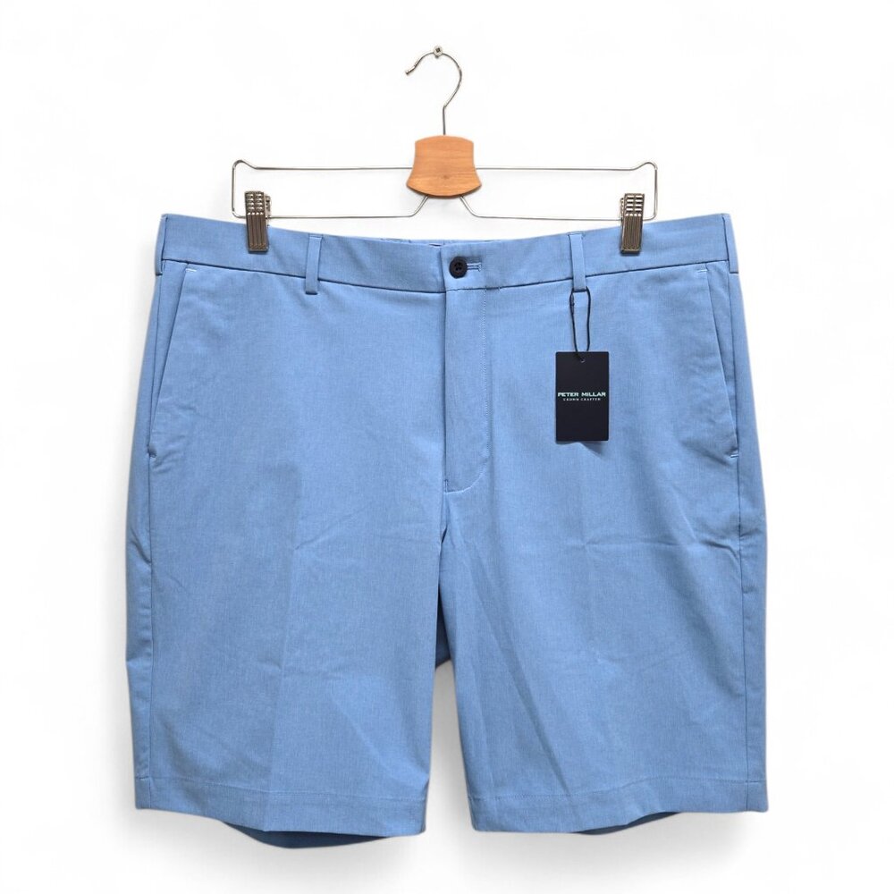 Peter Millar Men's Surge Tailored Fit Solid Golf Shorts Size 38 Blue NWT